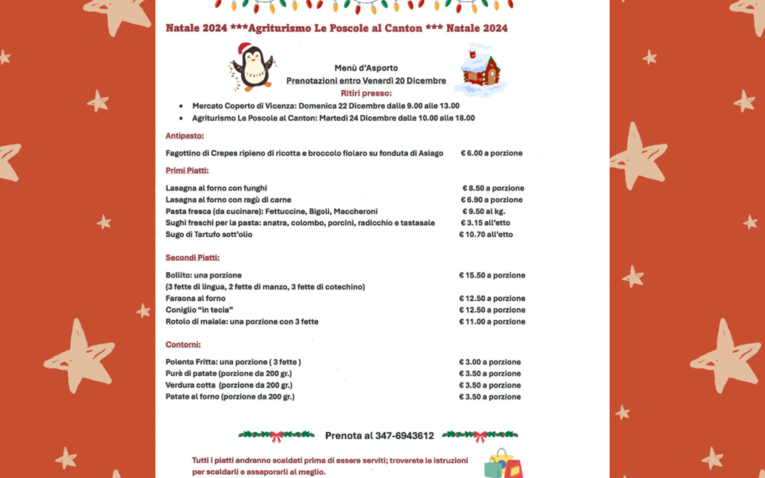 Il Pranzo di Natale a casa tua: menù da asporto