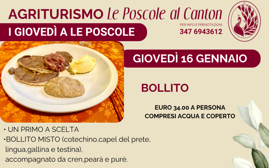 I Giovedì a Le Poscole Gennaio 2025: BOLLITO