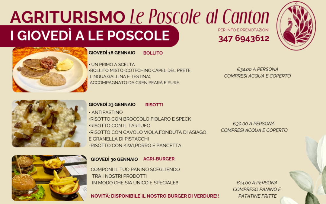 Gennaio 2025 : i Giovedì a Le Poscole