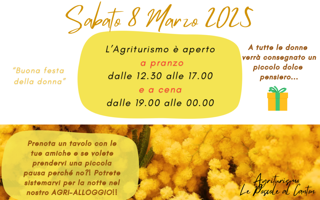 Sabato 8 Marzo 2025: Amiche Donne,Festeggiamo INSIEME