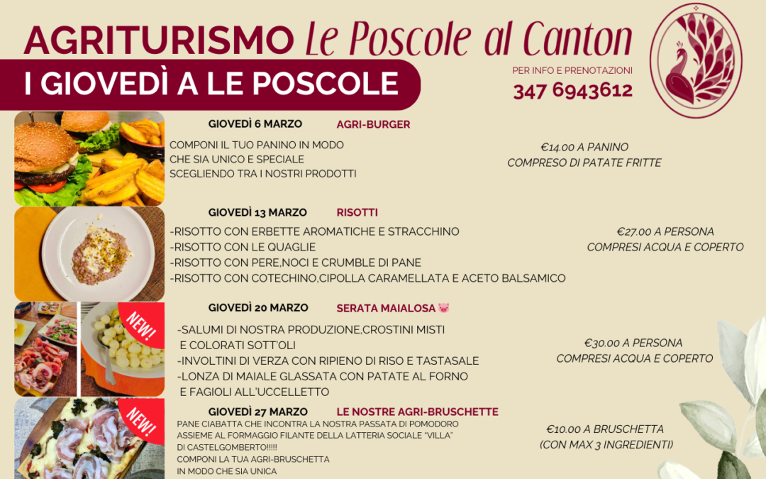 Giovedì 13 marzo: serata RISOTTI