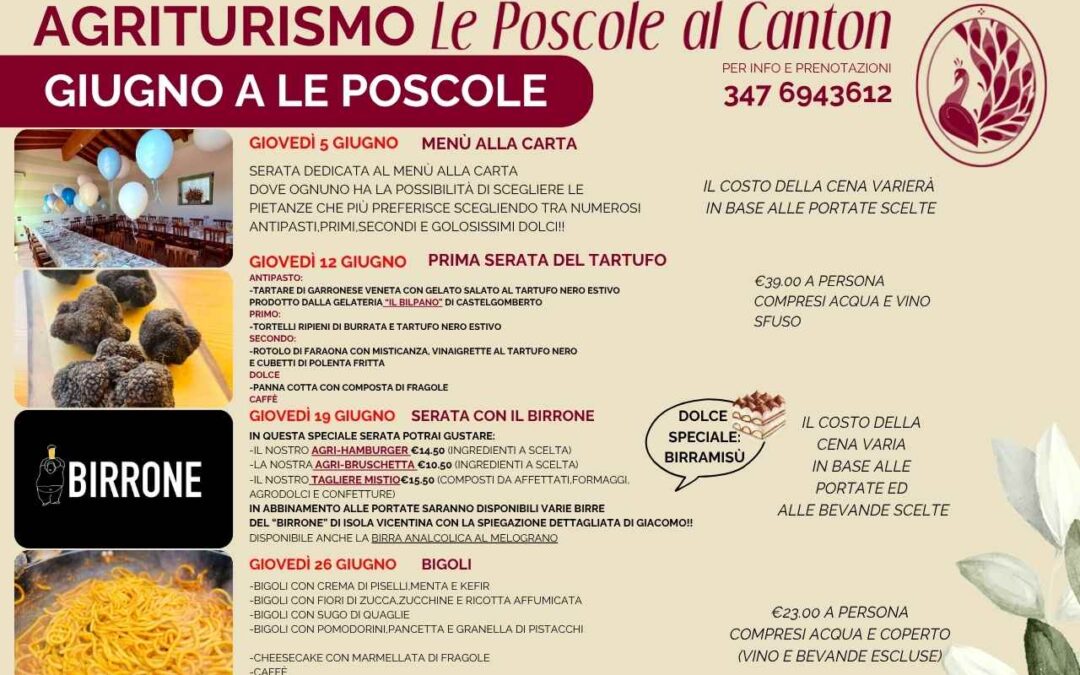 Giugno 2025: i Giovedì a Le Poscole con GRANDI NOVITA’