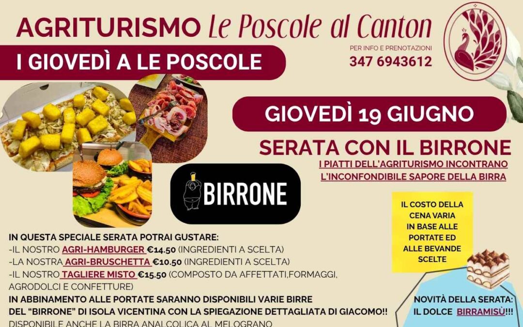 Giovedì 19 giugno 2025: Serata Speciale con le birre artigianali de IL Birrone!