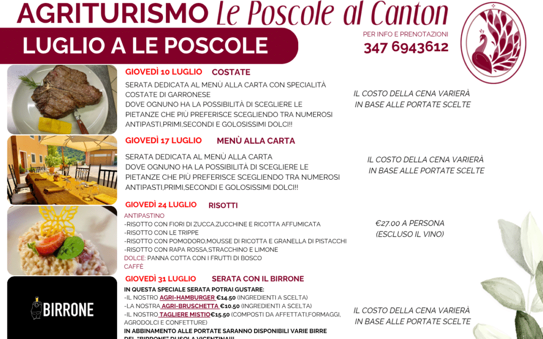 I Giovedì di Luglio 2025 a Le Poscole