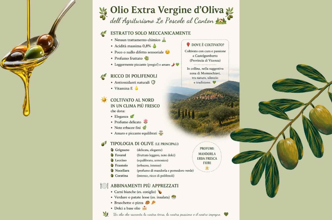 Olio Extra Vergine di Oliva : all’Agriturismo Le Poscole al Canton è una tradizione di Famiglia.