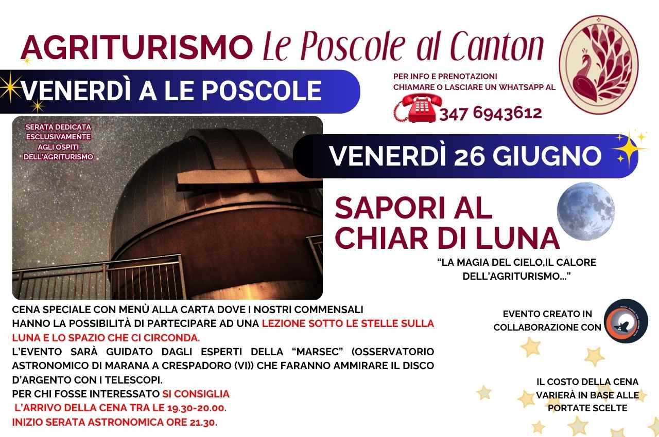 Venerdì 26 giugno 2026: Sapori al Chiar di Luna