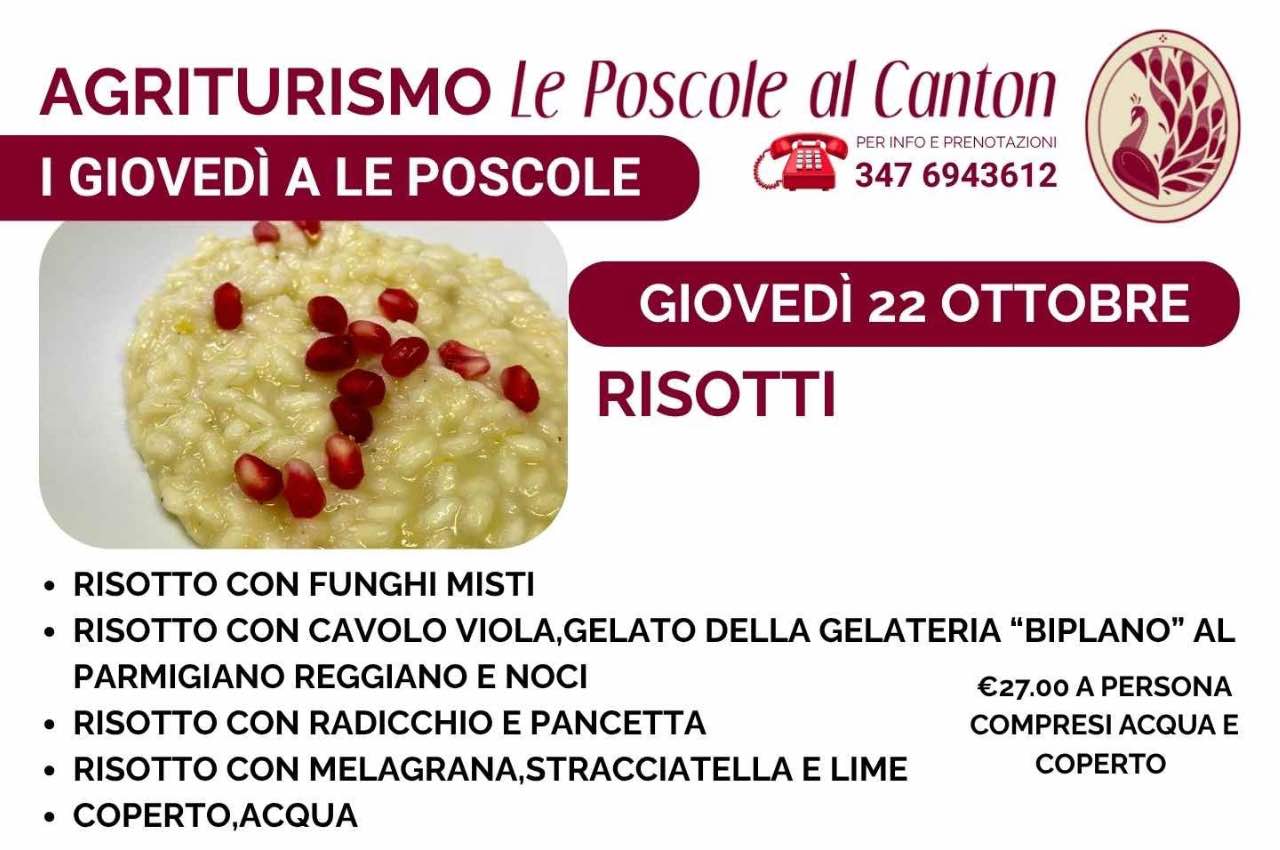 Giovedì 22 ottobre: serata RISOTTI