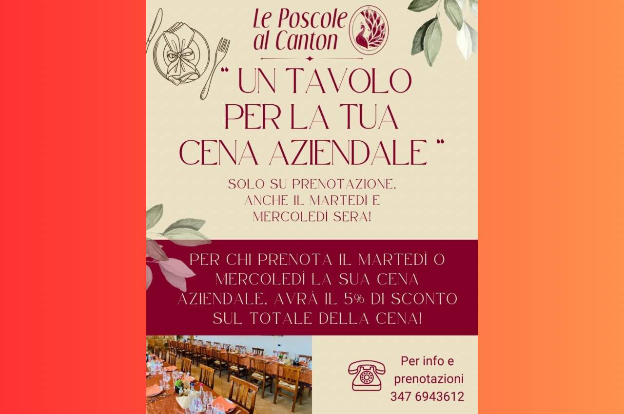 Cene Aziendali e Regali di Natale per Dipendenti: Festeggia i Tuoi Successi con le Poscole al Canton